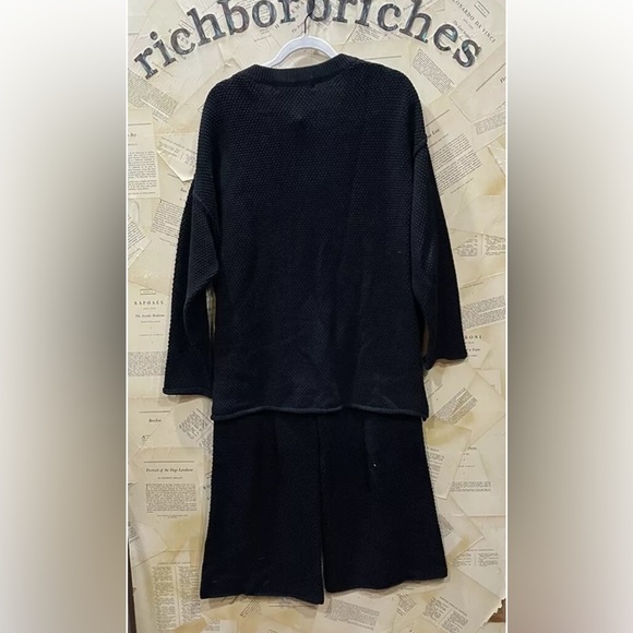 Free People Hailee Sweater Set 2 Piece Waffle Knit Black - Picture 6 of 7